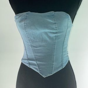 Shein MOD hanky hem tube denim top light wash